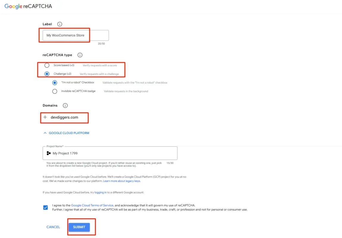 Fill In Your Site Details