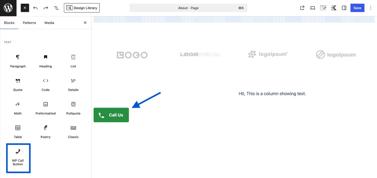 Static Call Now button 
