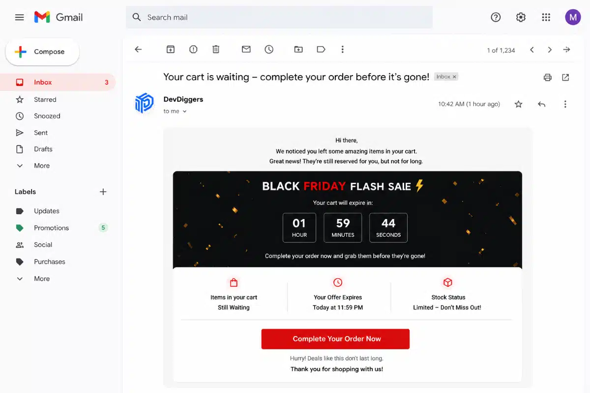 Urgency in Cart Abandonment Emails