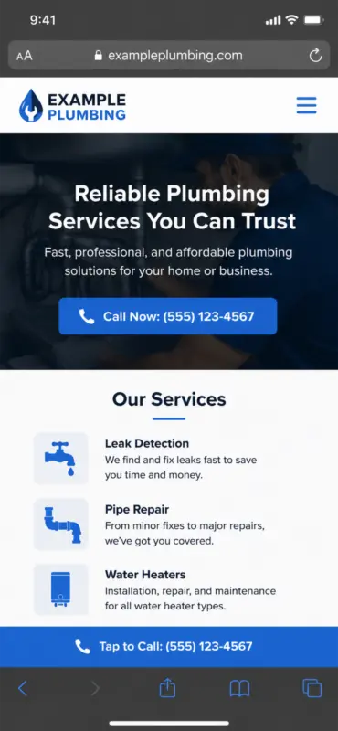 WordPress click to call button mobile example
