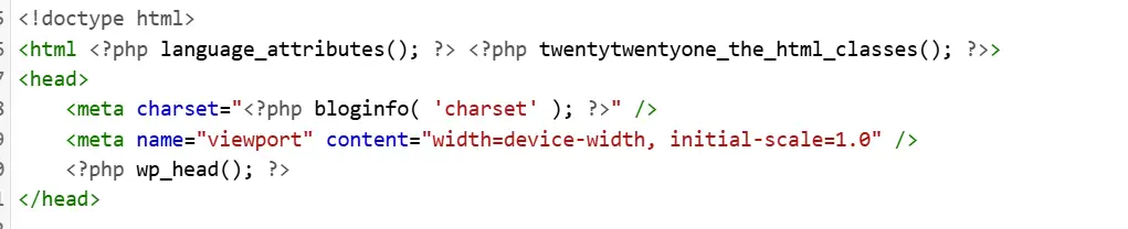 Find the closing </head> tag in the code.