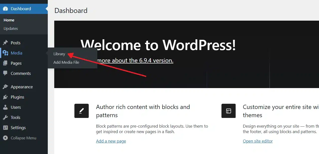 Go to Media > Library in your WordPress dashboard.