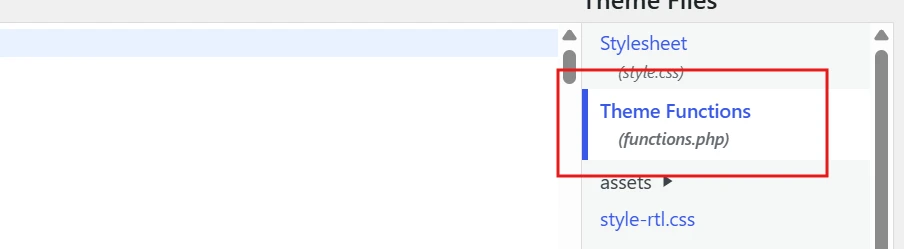 Select your child theme from the dropdown and open functions.php.