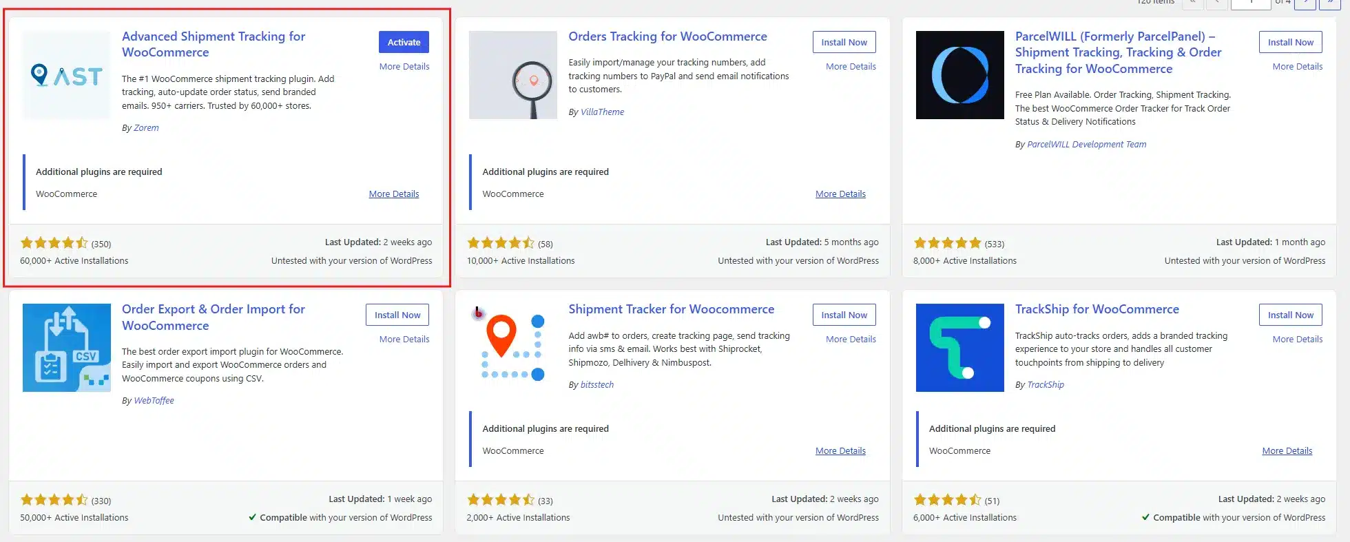 Install Advanced Shipment Tracking for WooCommerce from the plugin directory.
