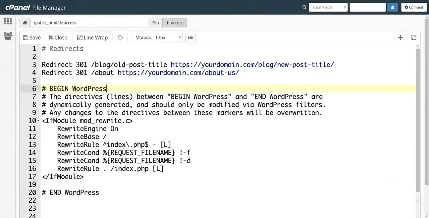 Edit Your .htaccess File Directly