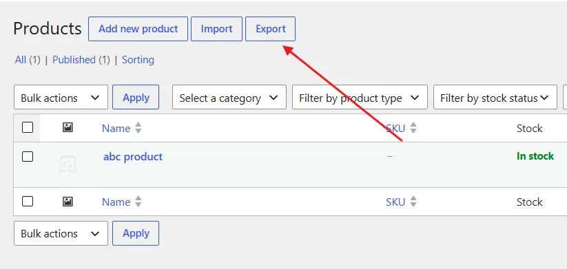 Click the Export button at the top of the page.