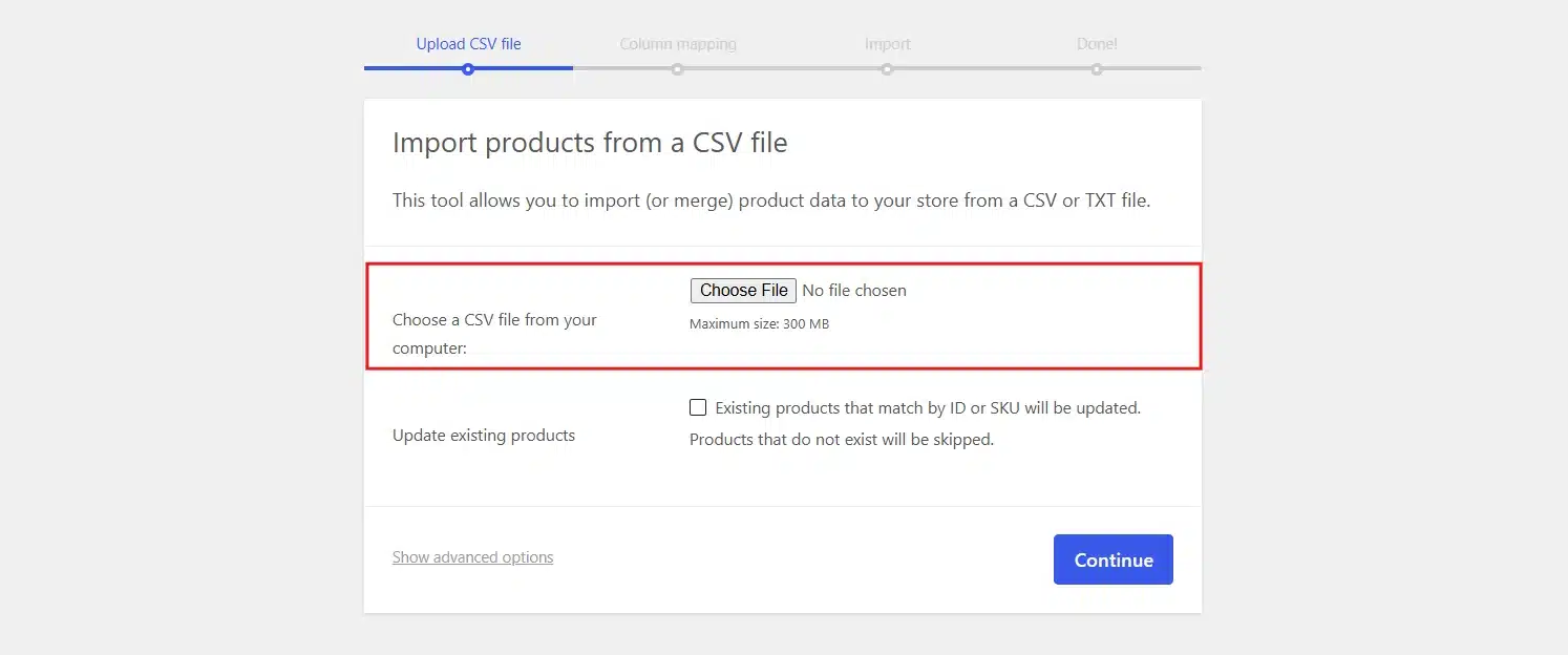 Upload your saved CSV file.
