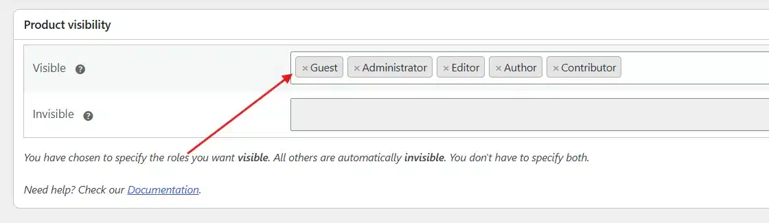 Choose the user roles that should not see this product from product visibility panel.