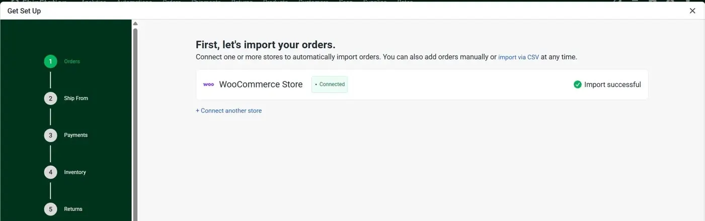 In ShipStation, connect your WooCommerce store during account setup.