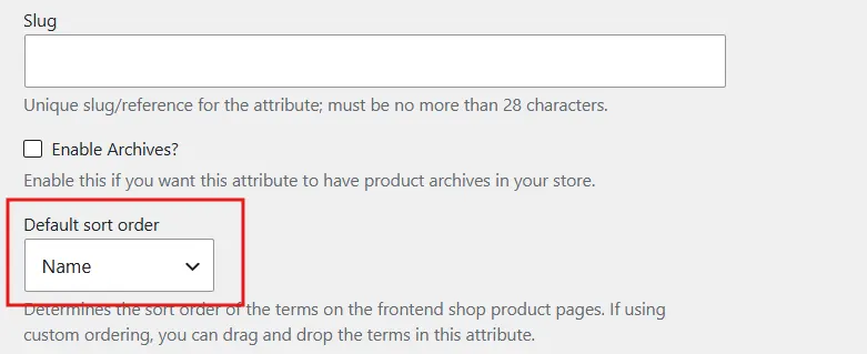 Select the desired sort order from the dropdown.