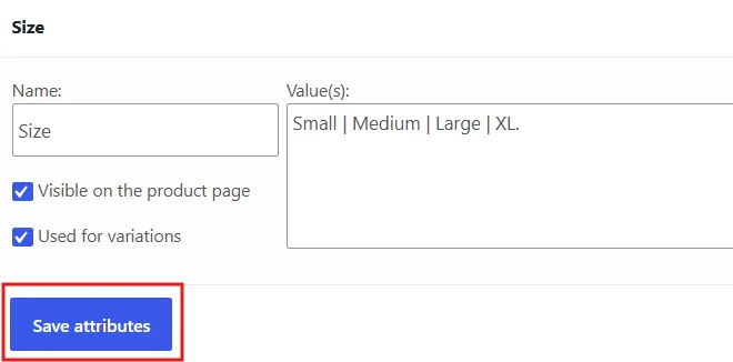 Click Save attributes.