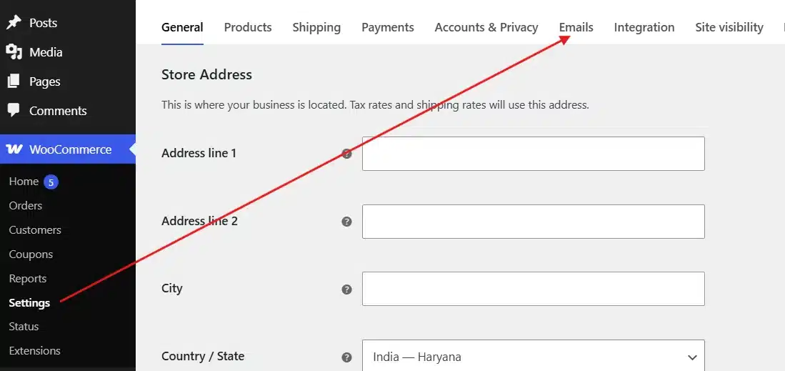 Go to WooCommerce → Settings → Emails.
