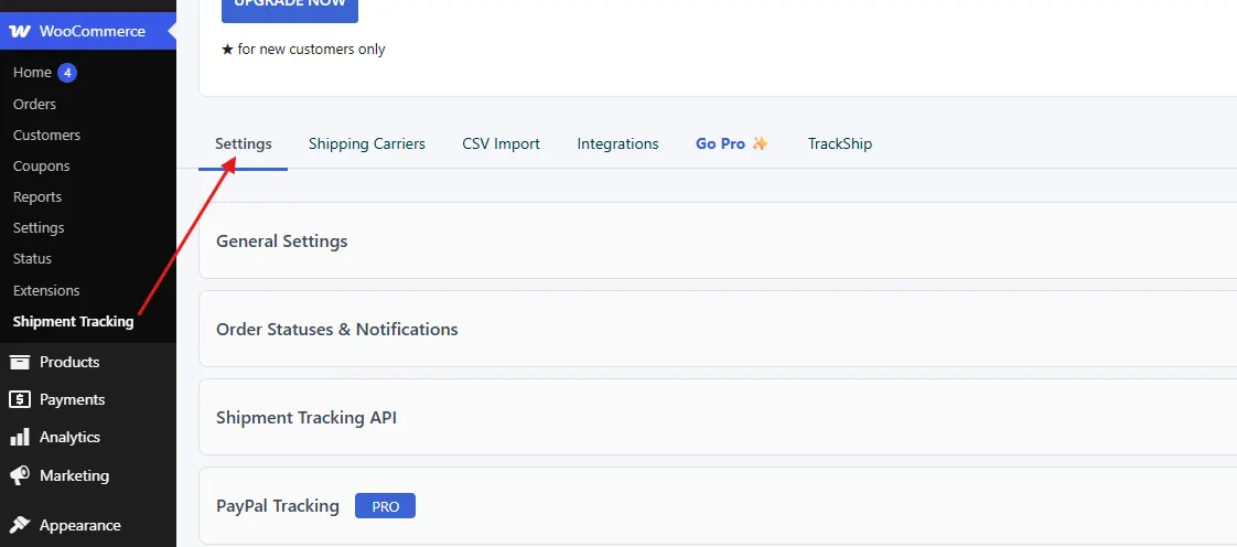 Go to WooCommerce → Shipment Tracking → Settings.