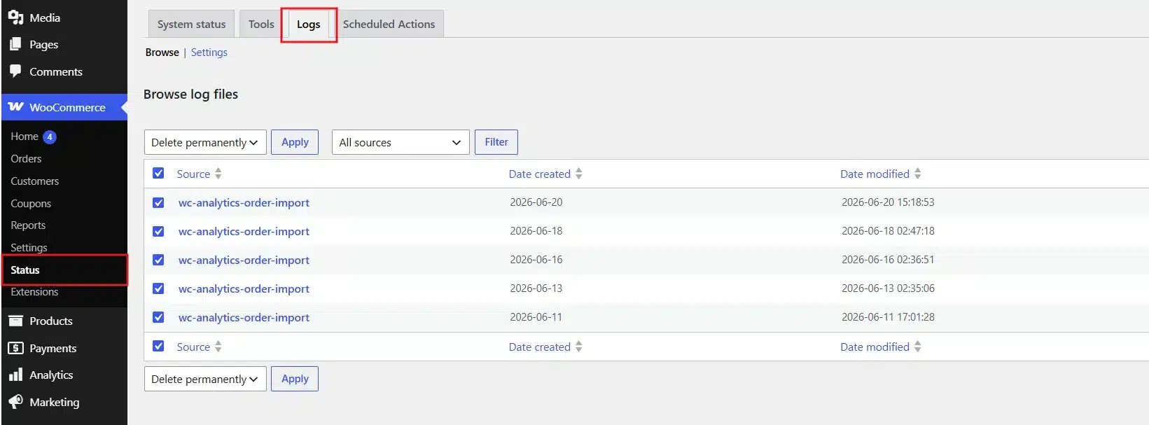 Go to WooCommerce > Status > Logs and delete all log files.