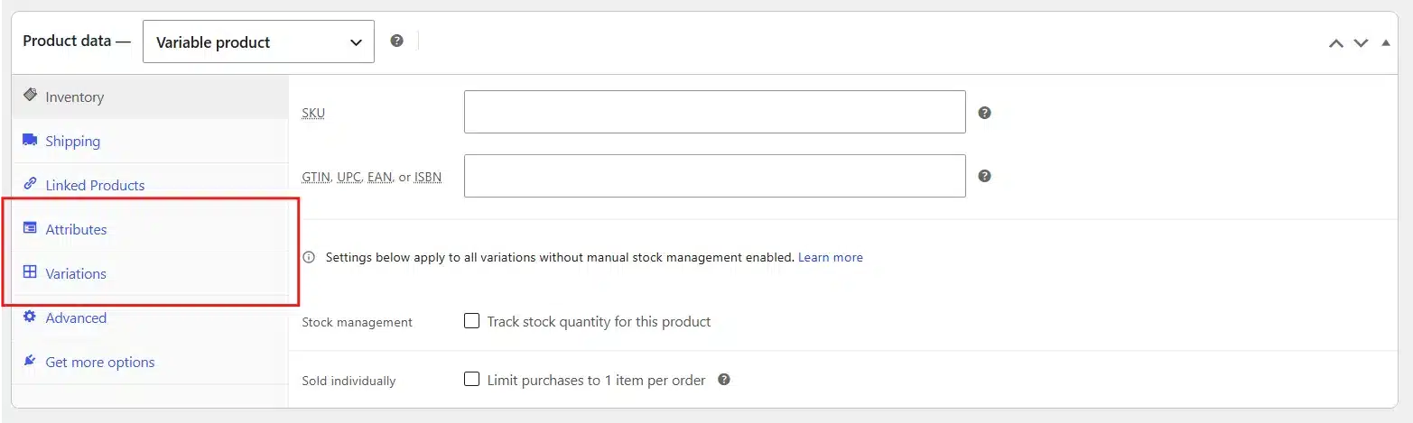 Then scroll down to the Product Data panel.