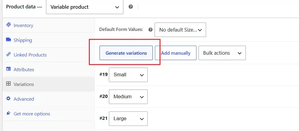 Select the Generate variations Option.