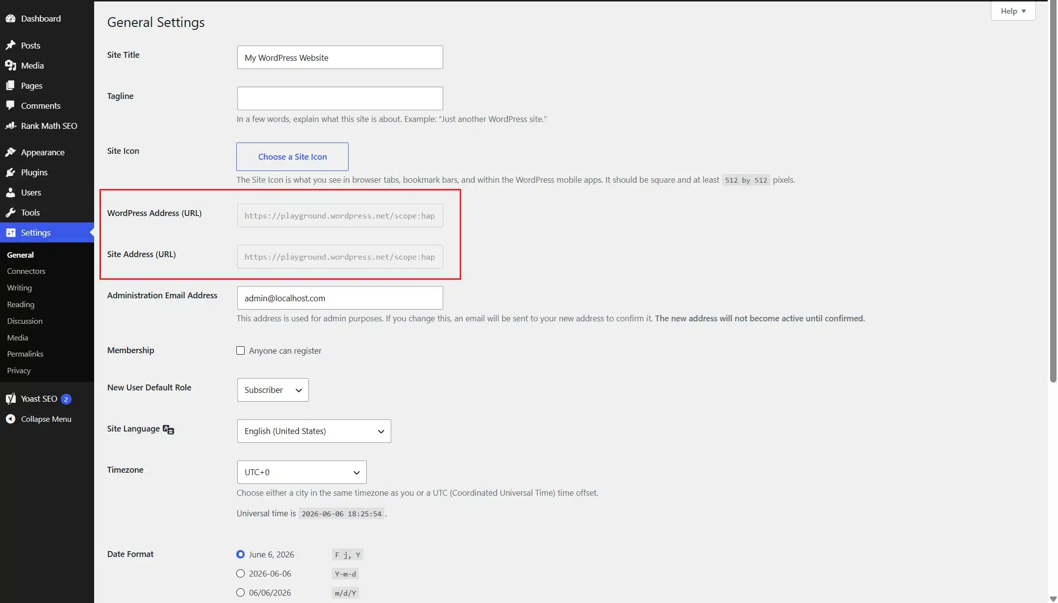 Go to Settings > General in your WordPress dashboard and confirm that the WordPress Address (URL) and Site Address (URL) fields both start with https://.