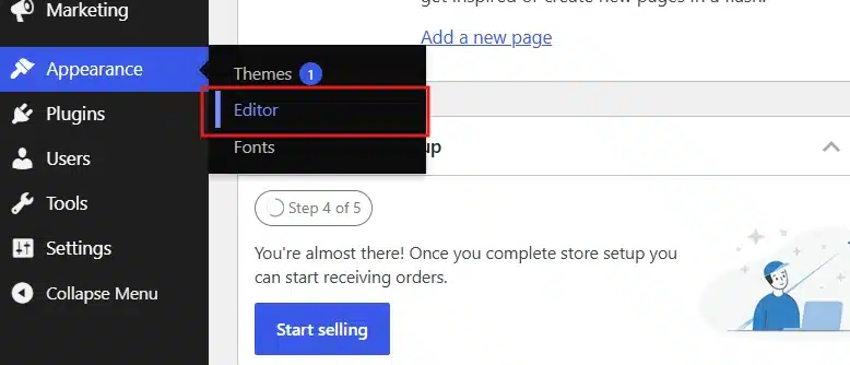 Open the Site Editor