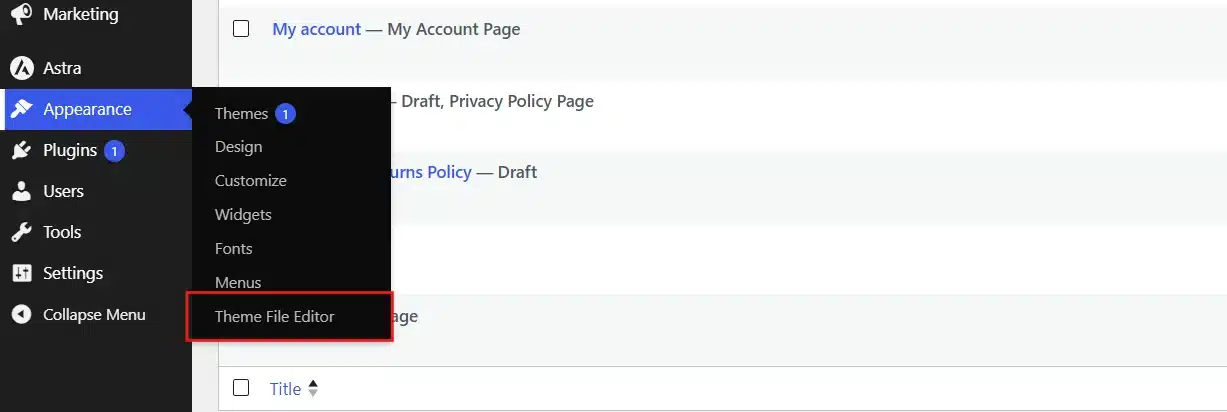 In your dashboard, go to Appearance → Theme File Editor.