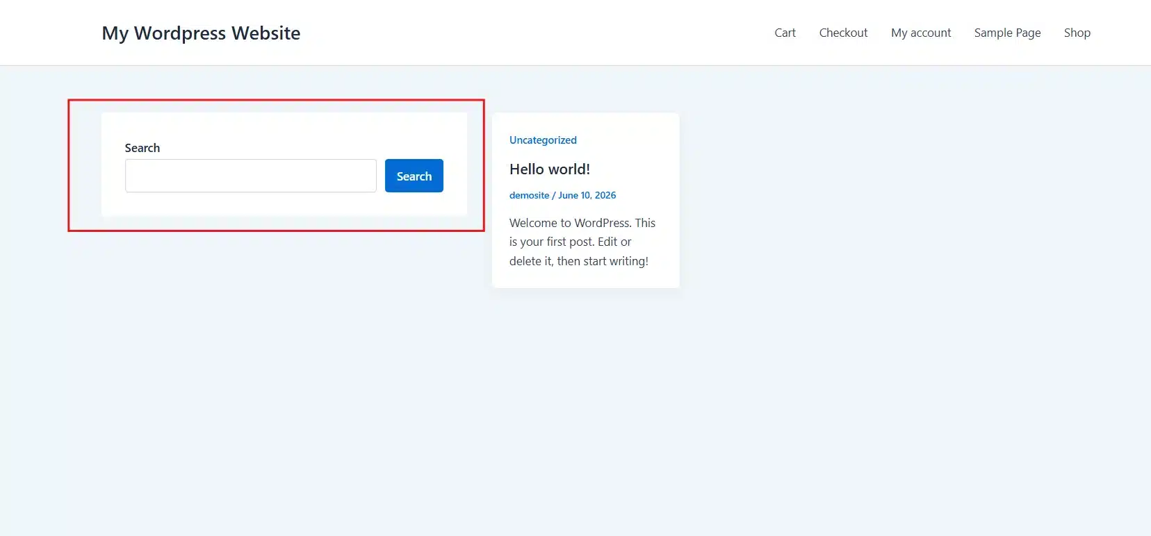 Check your live site to confirm the search bar appears where you expect it.
