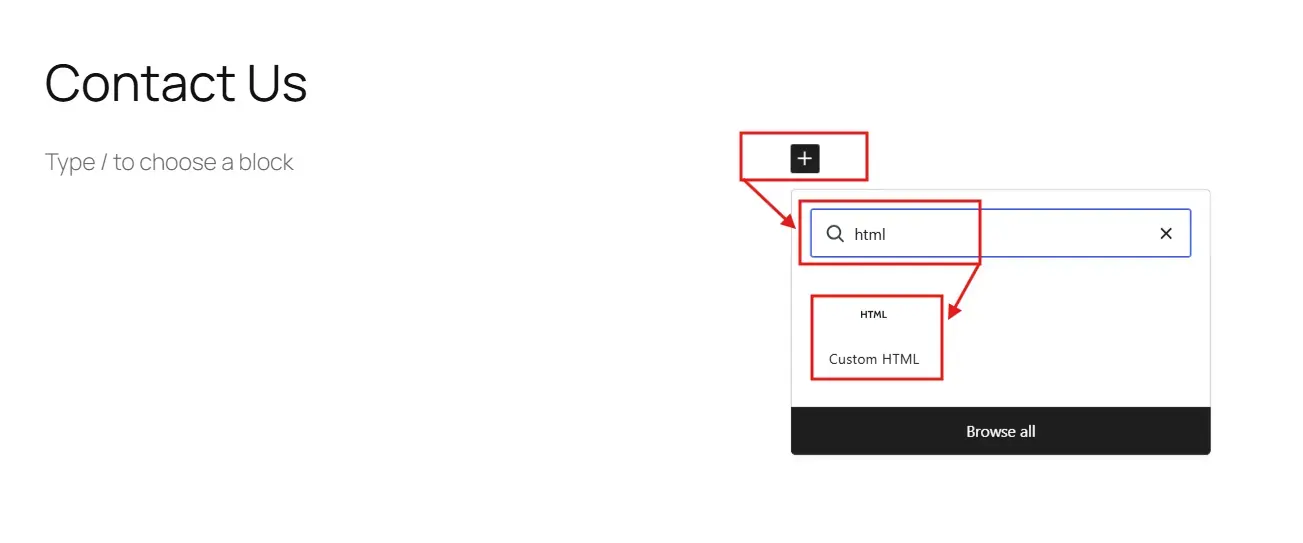 Add a Custom HTML block.