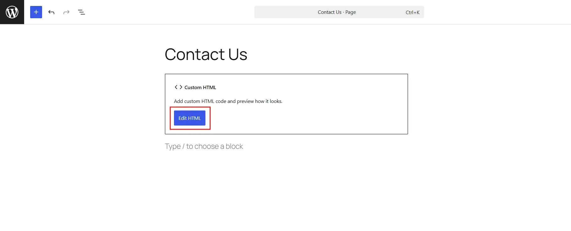 Once added, click on Edit HTML button.