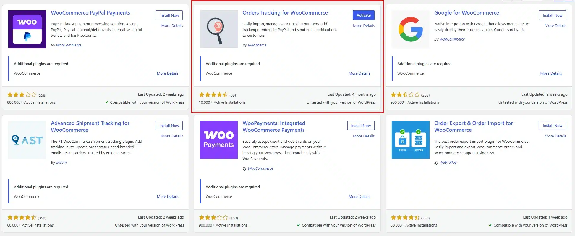 Install and activate the Orders Tracking for WooCommerce plugin.