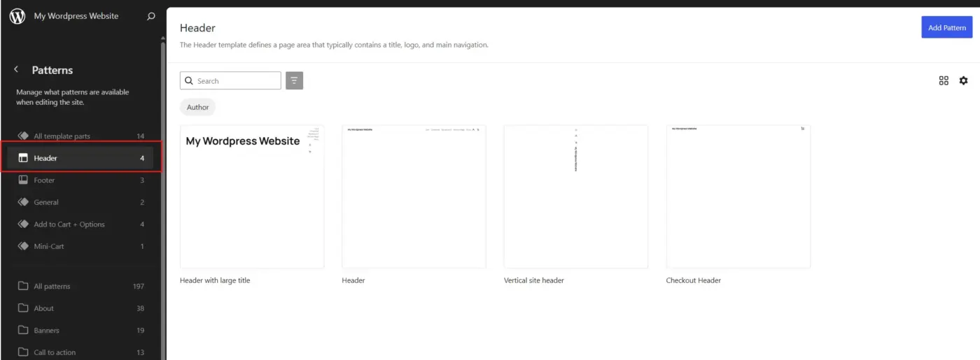 Edit the Header Template Part