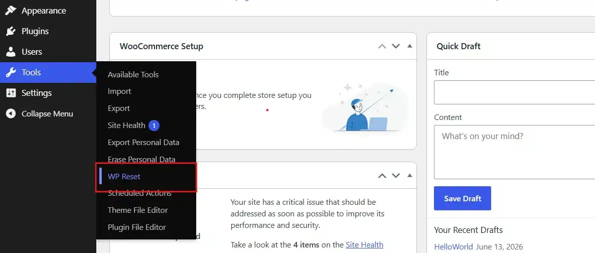 Open WP Reset