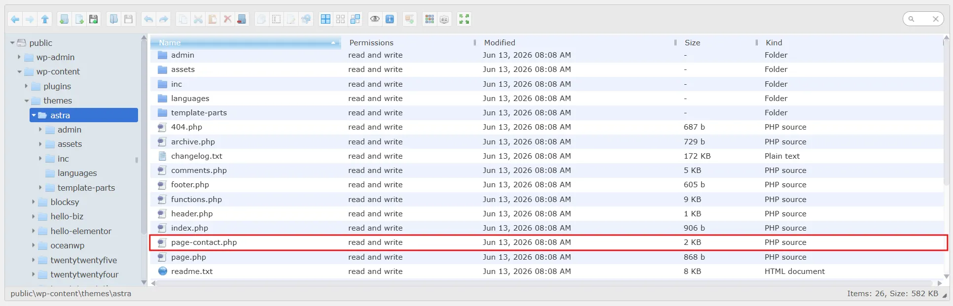 create page-contact.php inside your child theme folder.