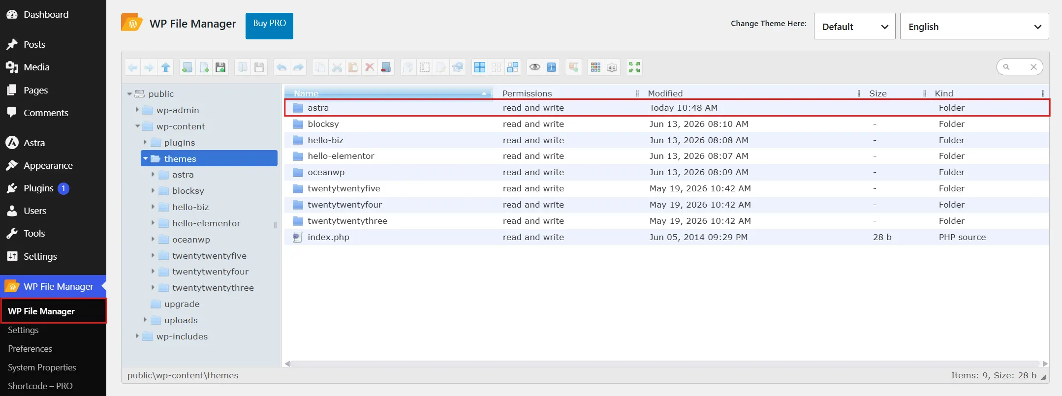 Go to WP File Manager and navigate to wp-content/themes/your-child-theme/.