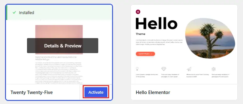 Once installed, click Activate to apply it to your live site.