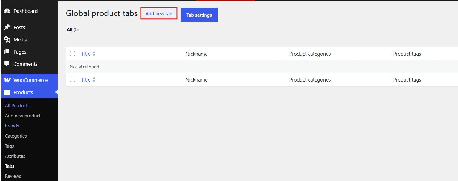 Click Add New Tab.