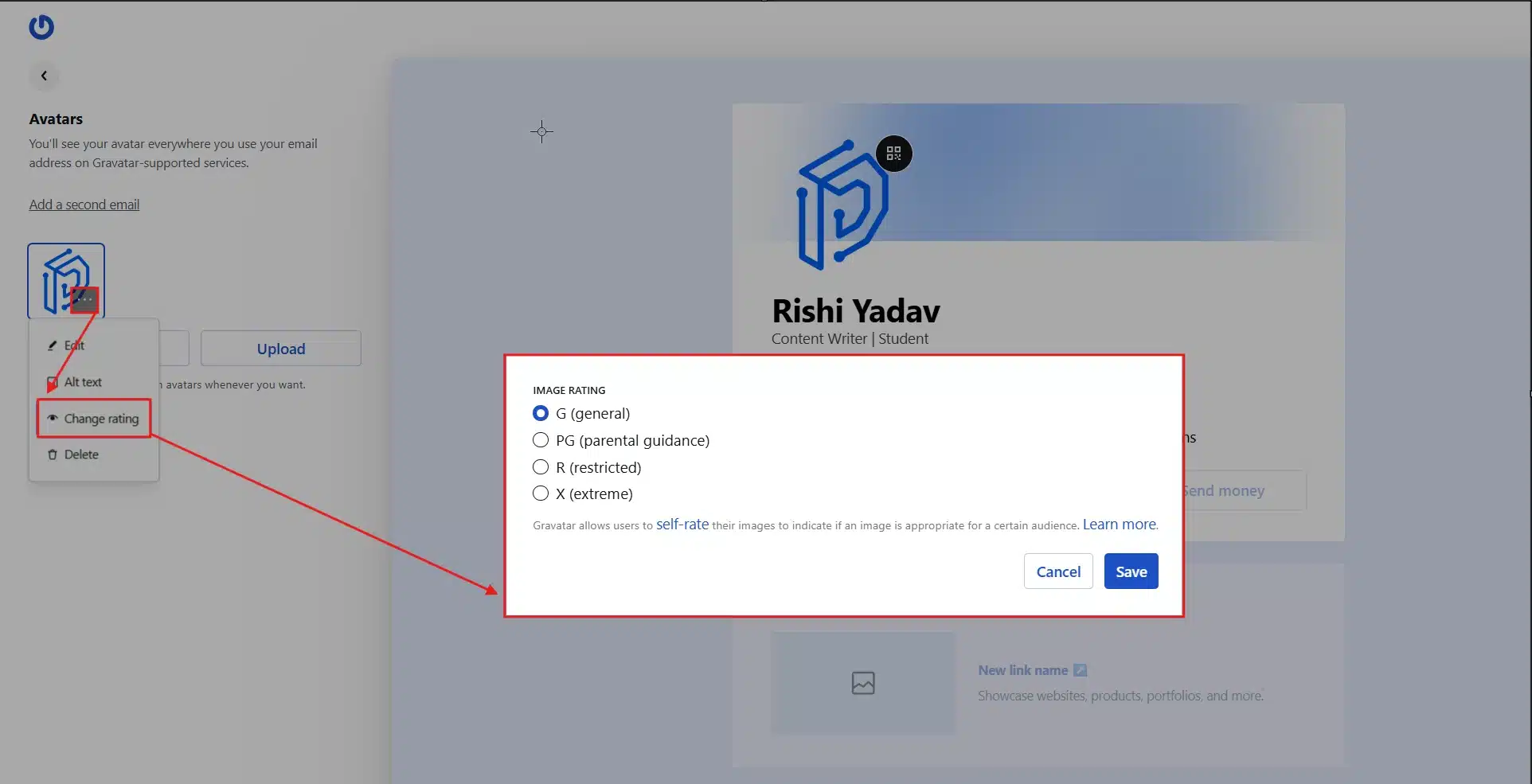 Set a rating (G, PG, R, or X) and then save the changes.