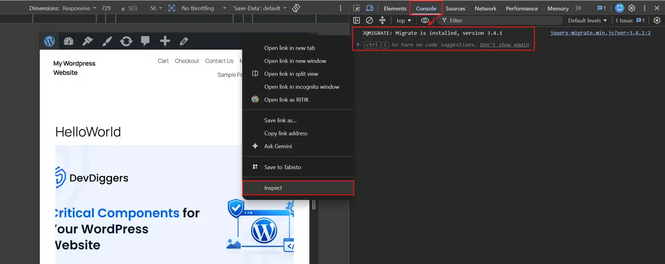 Right-click any page, select Inspect, and open the Console tab to check for any HTTP resources that are still loading.