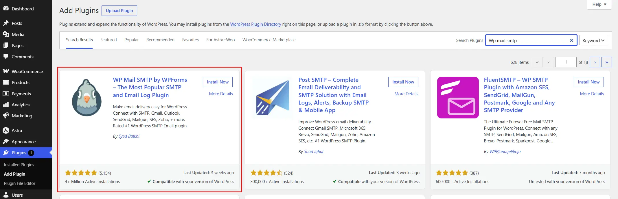 Install WP Mail SMTP from the plugin repository.
