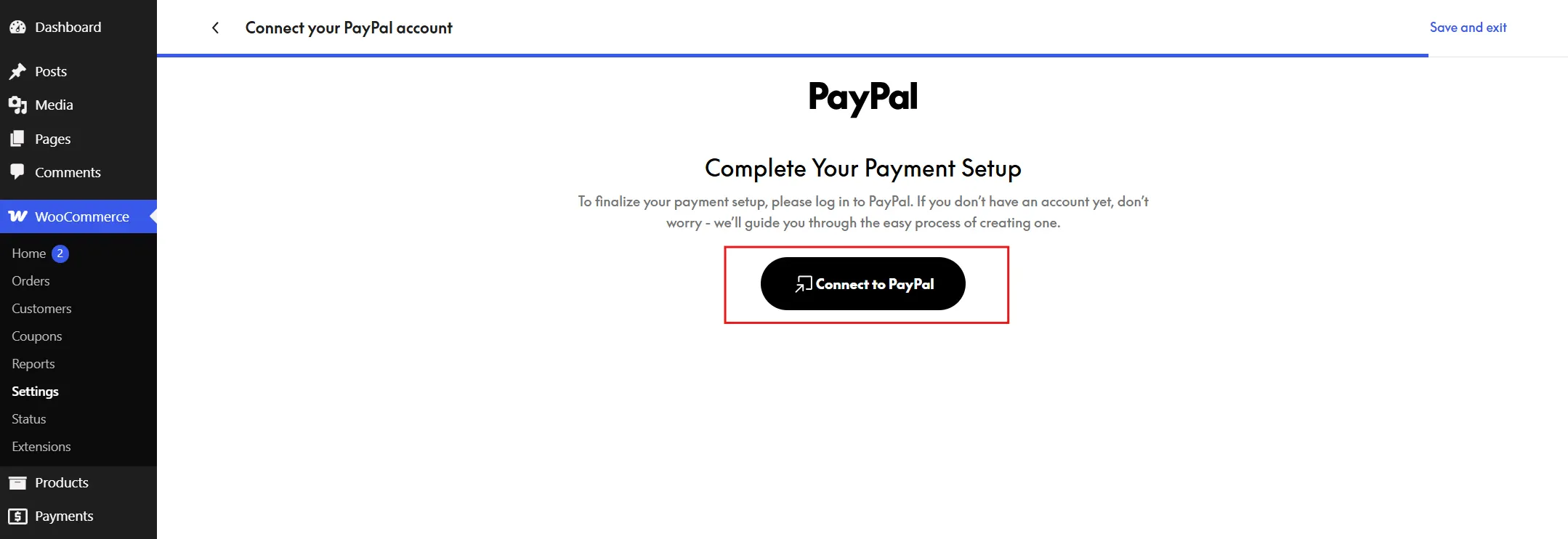Click Connect to PayPal, log into your PayPal Business account, and approve the requested permissions.