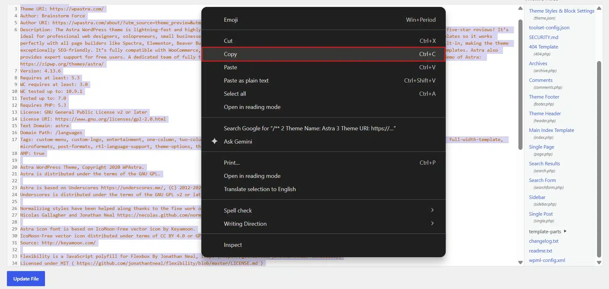 Before editing, copy the entire contents of header.php into a plain text file on your computer and save it. Tedious, but it's the difference between a 5-minute fix and a support ticket.
