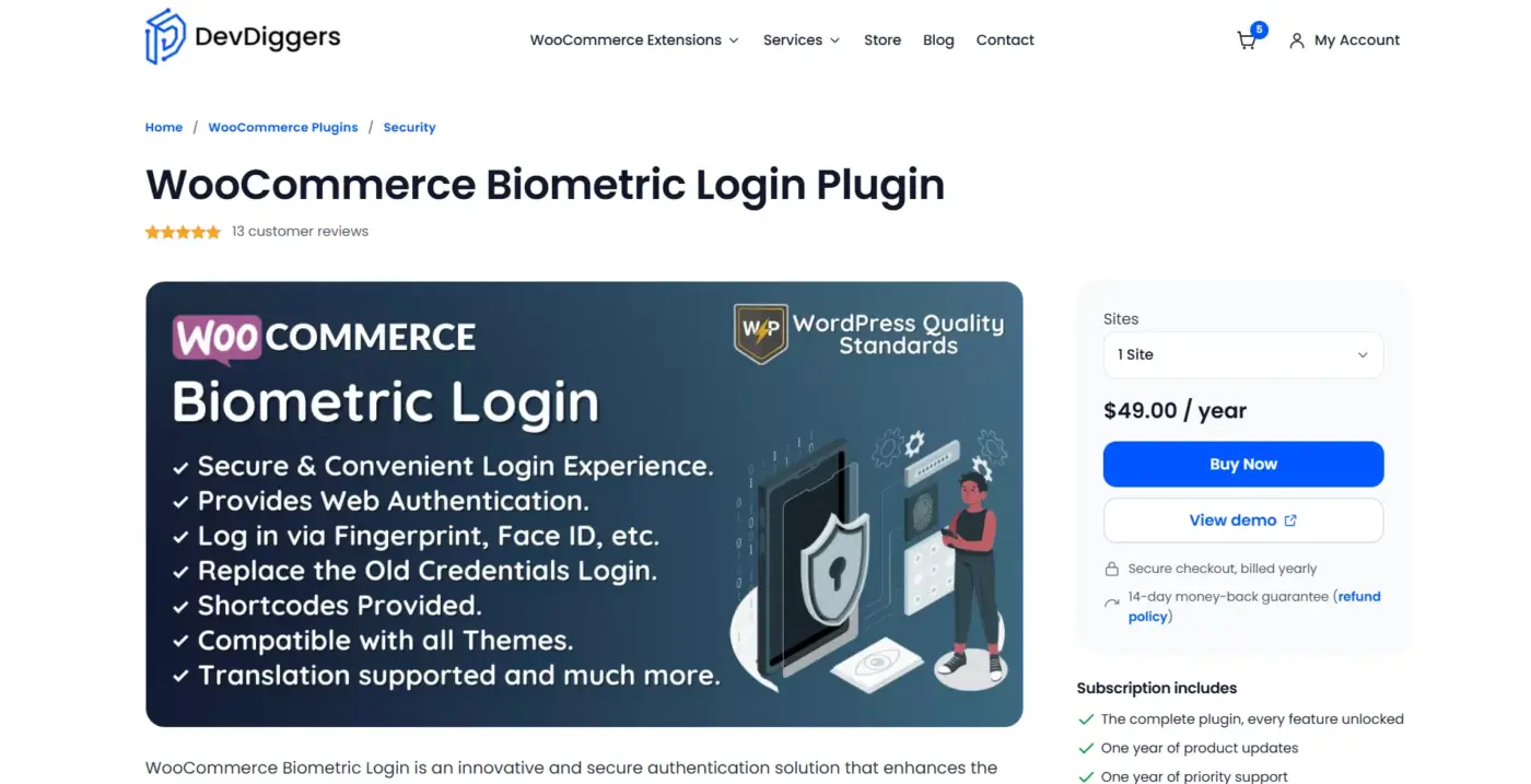 WooCommerce Biometric Login by DevDiggers