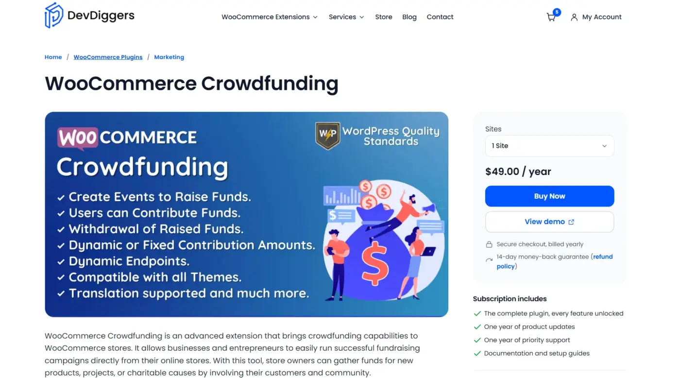 WooCommerce Crowdfunding (DevDiggers)