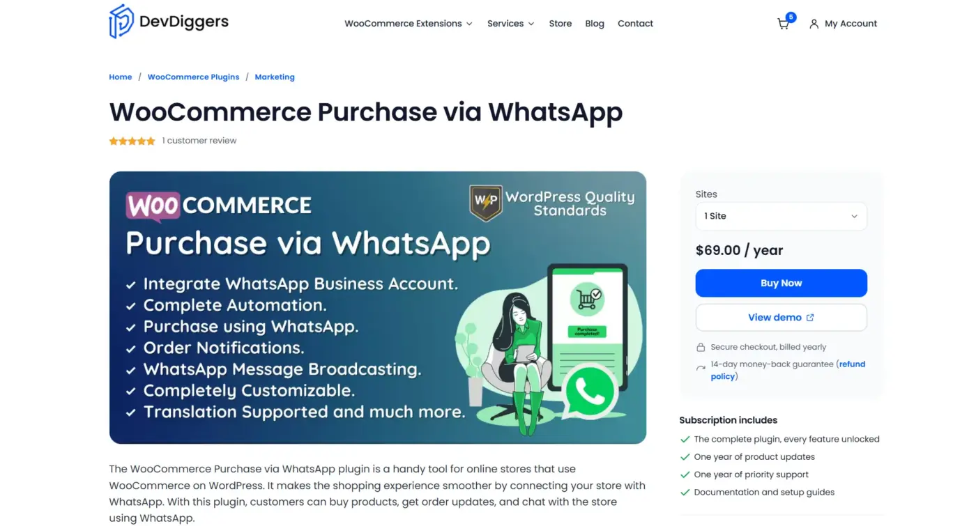 WooCommerce Purchase via WhatsApp