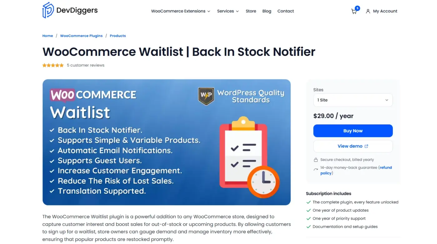 WooCommerce Waitlist by DevDiggers