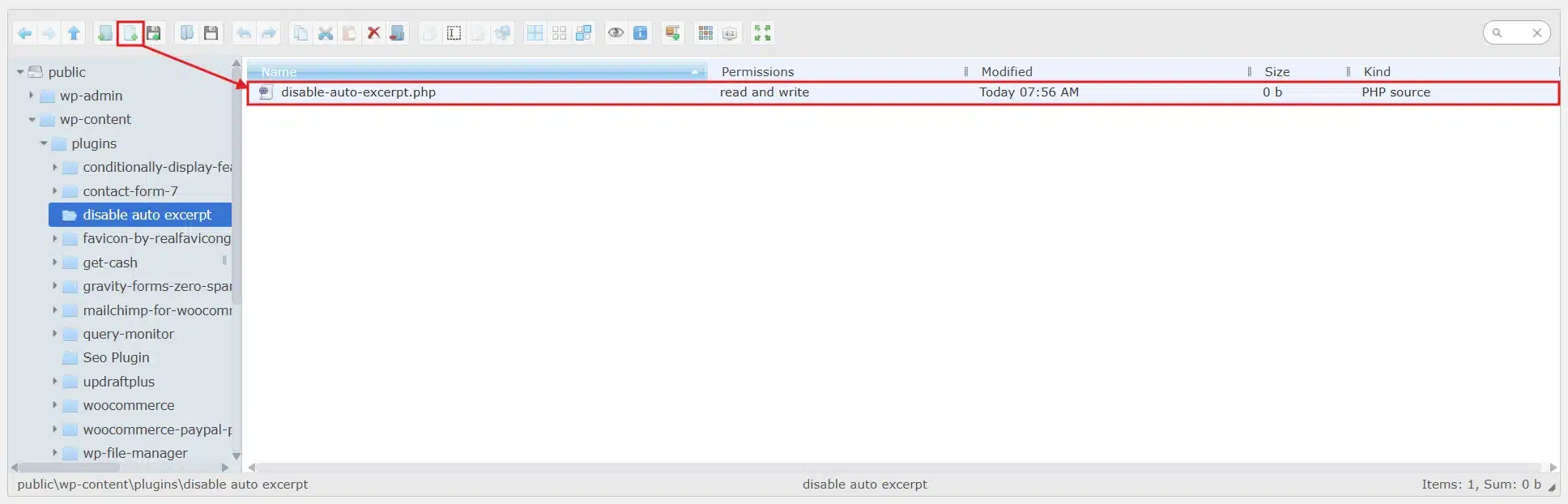 Inside that folder, create a new file named disable-auto-excerpt.php.