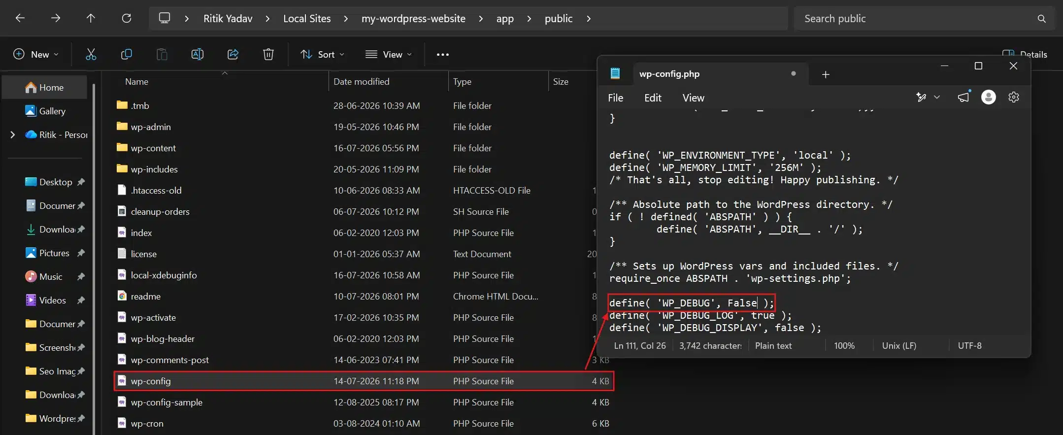 Once you know the cause, change WP_DEBUG back to false. Leaving debugging on exposes site details you don't want visible to visitors.
