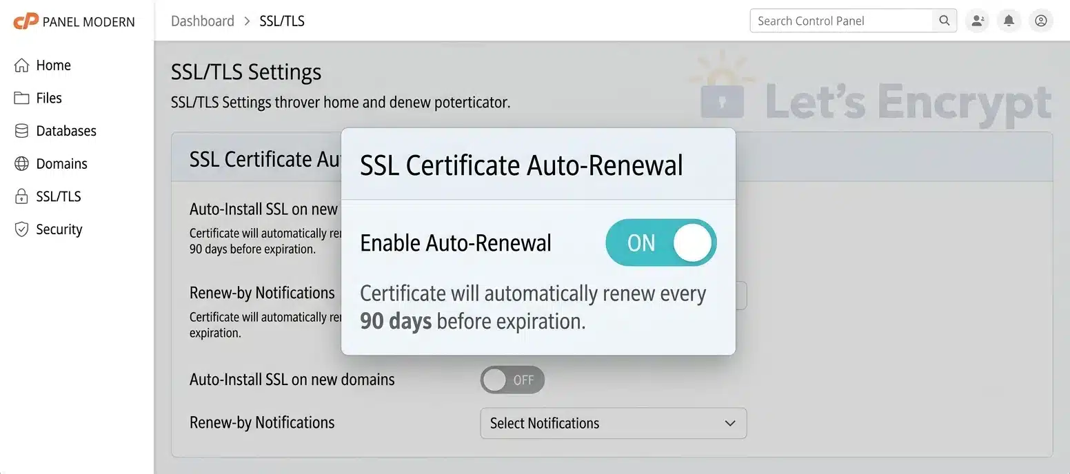 Enable auto-renewal if your provider offers it. Most Let's Encrypt certificates support this and renew automatically every 90 days, according to Let's Encrypt's own documentation.
