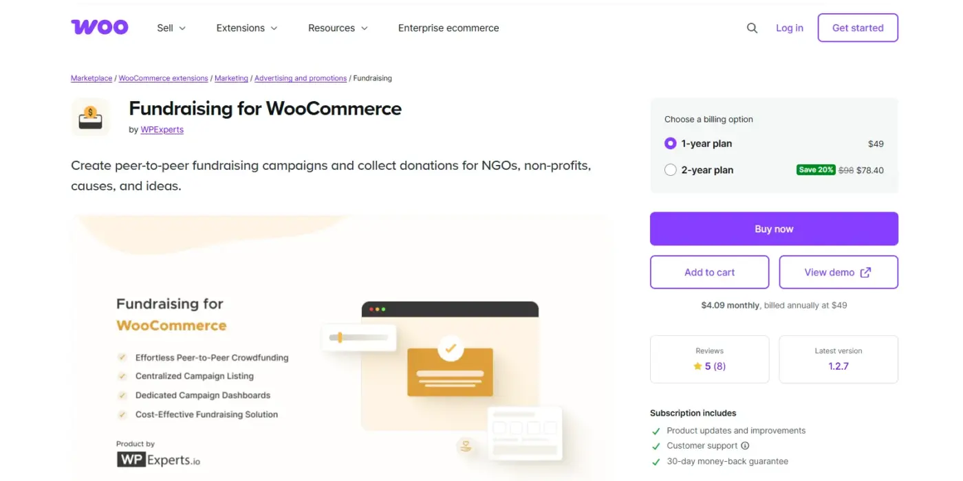 Fundraising for WooCommerce (WPExperts)