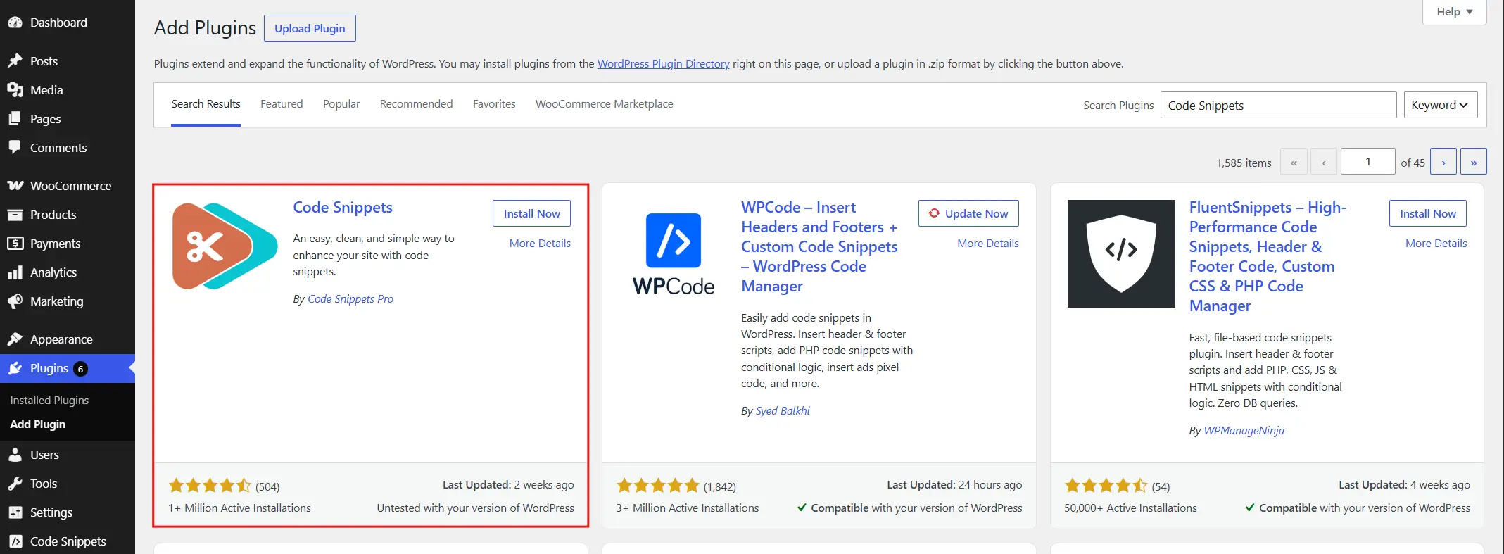 Search for Code Snippets, then install and activate it. This gives you a safe place to add code without editing theme files directly.