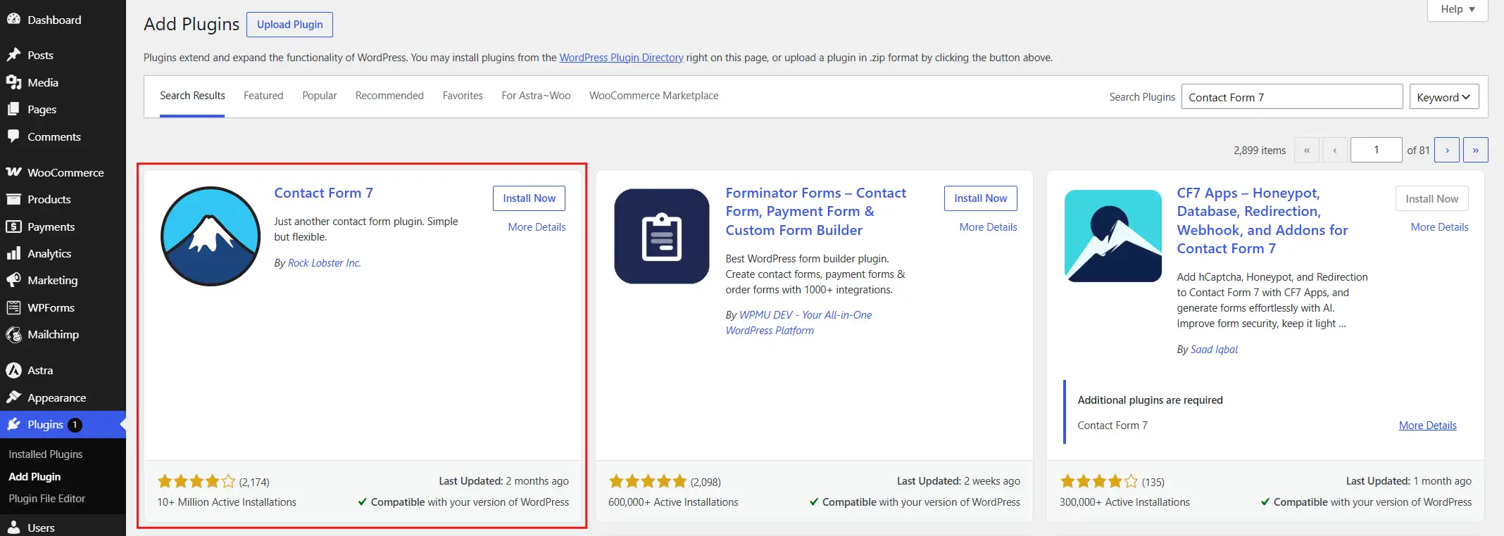 Install and Activate the "Contact Form 7" Plugin.