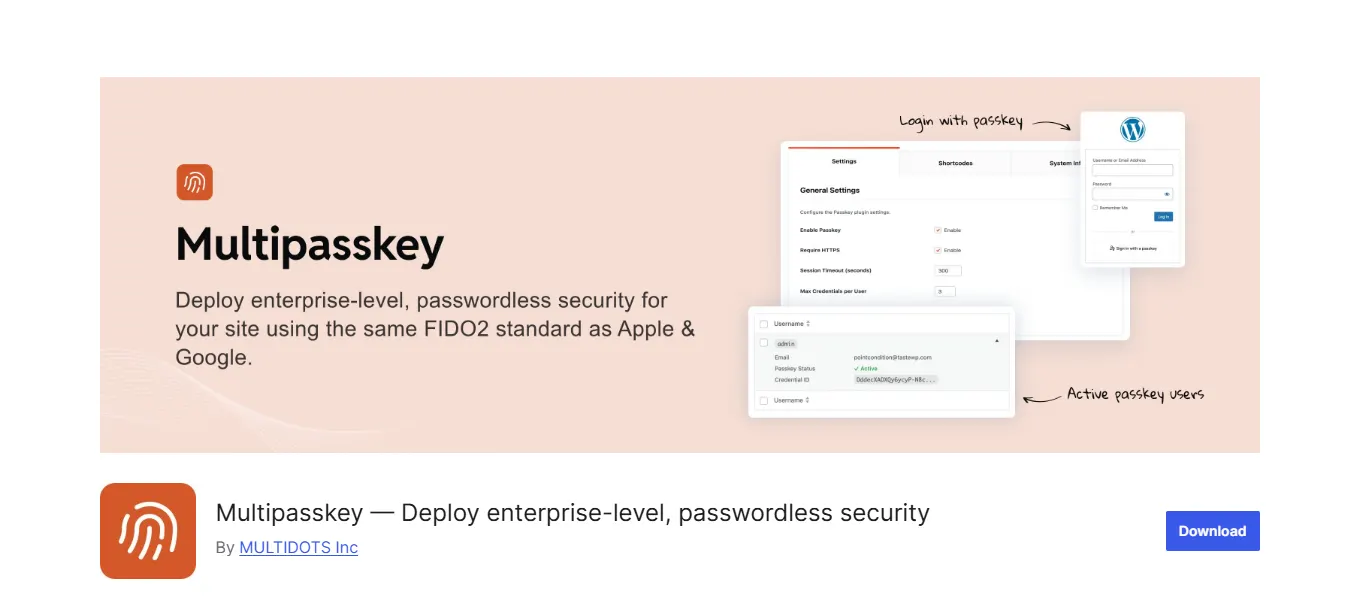 Multidots Passkey Login