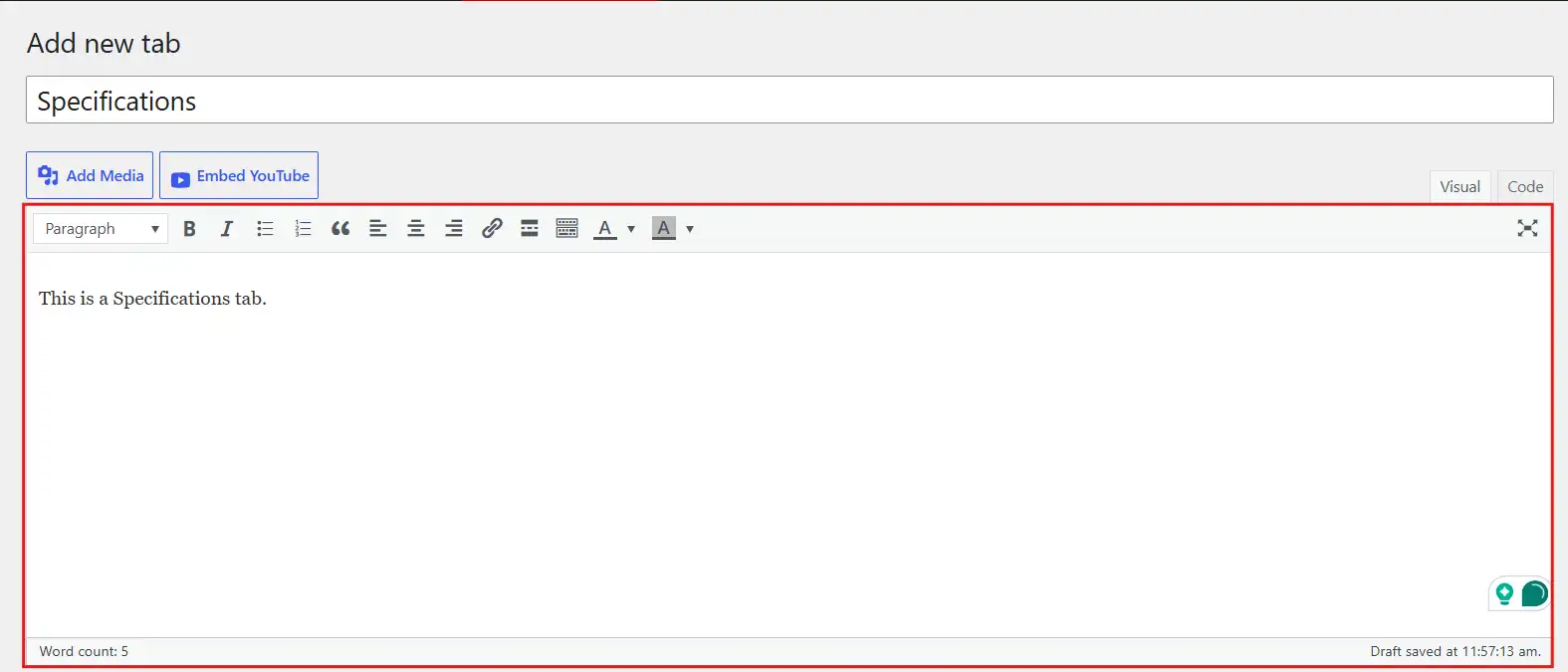 In the content editor, type or paste in whatever information used to live in the original tab.